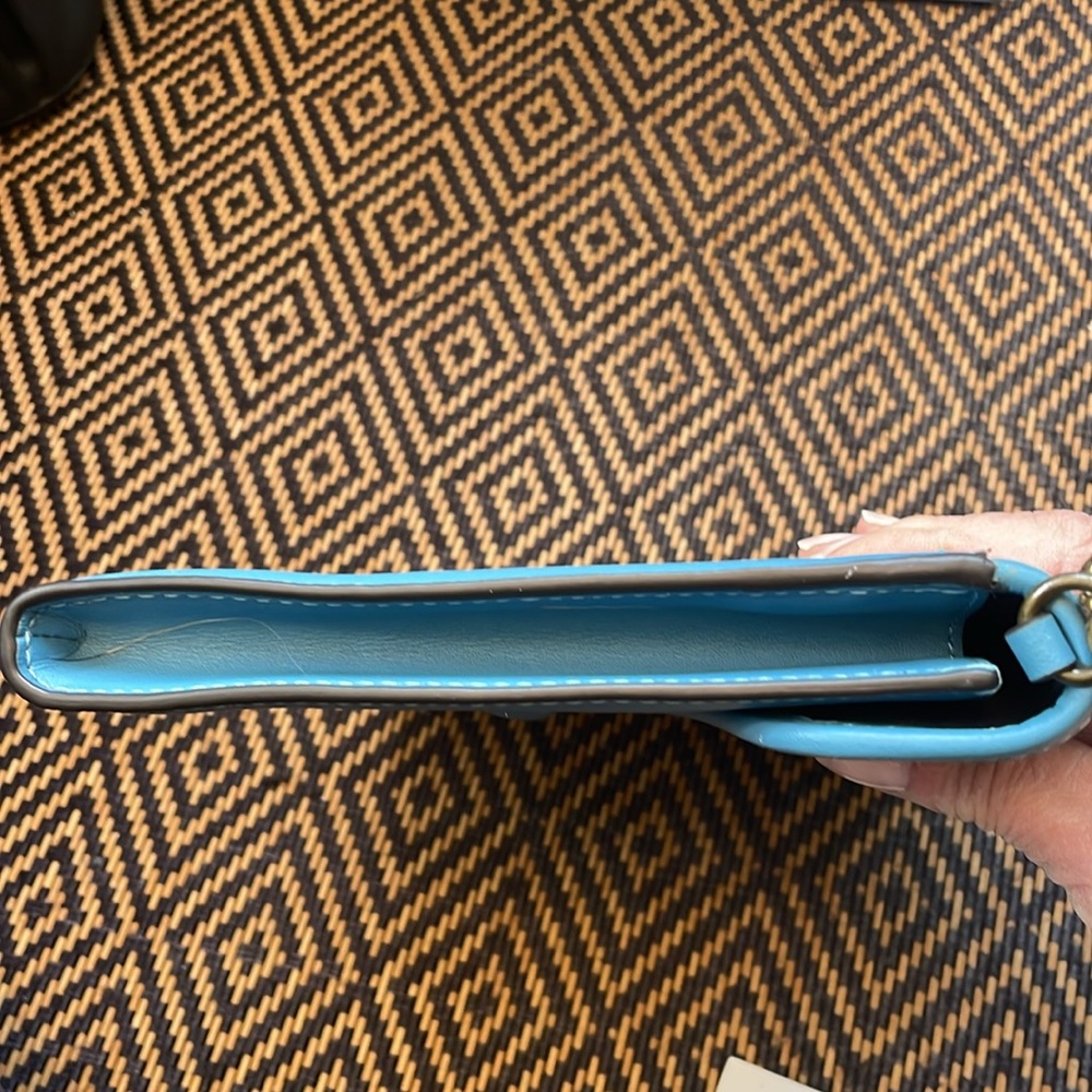 1941 Coach Courier Wristlet clutch 89331 Pacific Blue and brass  NWT - Picture 10 of 14